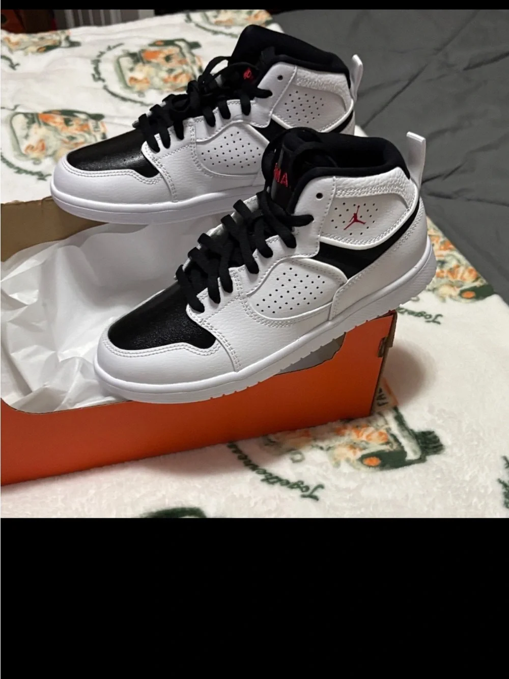 Kids Jordan Black & White High-Top Sneakers